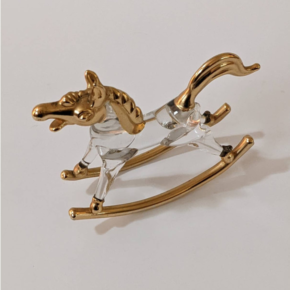 Vintage Crystal & Gold Rocking Horse Small Figurine - Picture 8 of 10